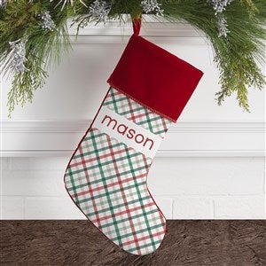 Plaid Personalized Burgundy Christmas Stocking