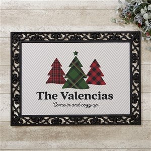 Plaid & Print Personalized Christmas Doormat - 18x27