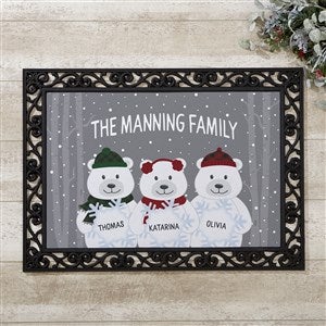 Polar Bear Family Personalized Christmas Doormat - 18x27