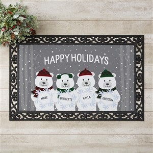 Polar Bear Family Personalized Christmas Doormat - 20x35