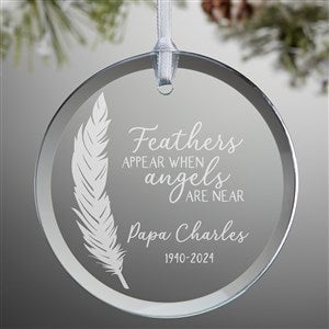 Feather Quotes Personalized Memorial Glass Ornament