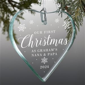 First Christmas as Grandparents Personalized Premium Glass Heart Ornament