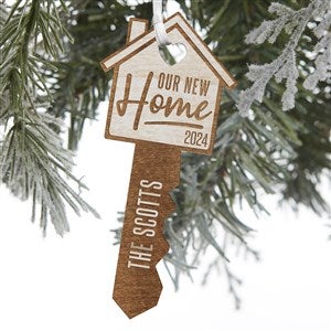 Our New Home Personalized Whitewash Wood Key Ornament