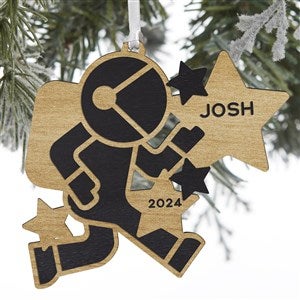 Astronaut Personalized Black Wood Ornament