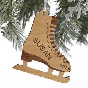 Figure Skates Personalized Wood Ornament - Natural
