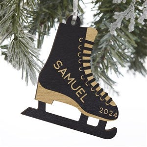 Figure Skates Personalized Wood Ornament - Black Stain