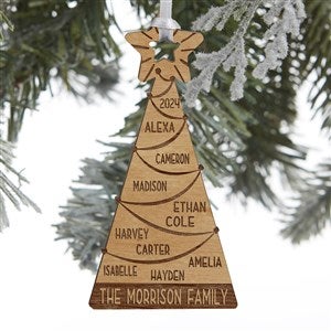 Family Christmas Tree Personalized Natural Wood Ornament