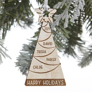 Family Christmas Tree Personalized Whitewash Wood Ornament