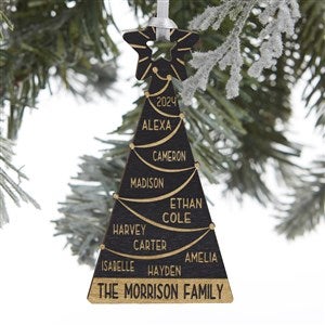 Family Christmas Tree Personalized Black Wood Ornament