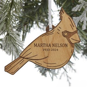 Cardinal Memorial Personalized Wood Ornament - Natural