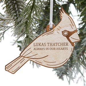 Cardinal Memorial Personalized Wood Ornament - Whitewash