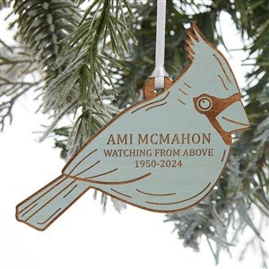 Cardinal Memorial Personalized Wood Ornament - Blue Stain