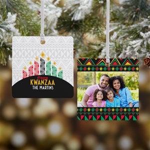 Family Kwanzaa Personalized Square Photo Ornament