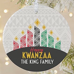Family Kwanzaa Personalized Matte Ceramic Ornament
