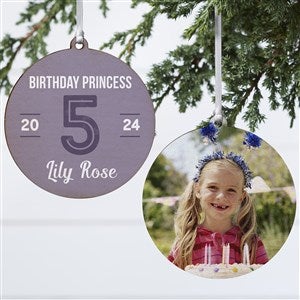 Modern Milestone Birthday Personalized Ornament - 2 Sided Wood