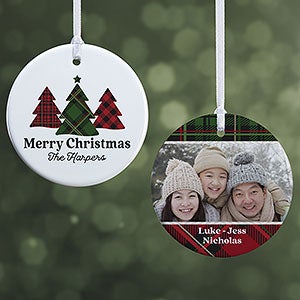 Plaid & Prints Family Personalized Ornament - 2 Sided Glossy