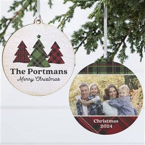Plaid & Prints Family Personalized Ornament - 2 Sided Wood