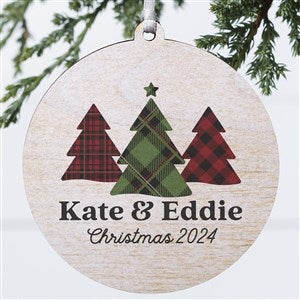 Plaid & Prints Family Personalized Ornament - 1 Sided Wood