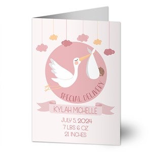 It's A Girl Personalized Baby Greeting Card - Signature