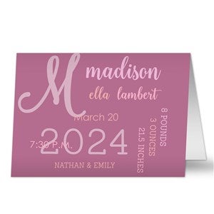 Modern All About Baby Girl Personalized Greeting Card - Signature