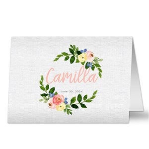 Floral Baby Personalized Greeting Card - Signature