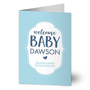 Welcome Baby Boy Personalized Greeting Card - Signature