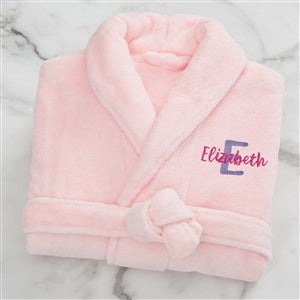 Playful Name Embroidered Kids Pink Fleece Robe