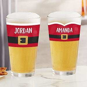 Santa Belt Personalized Christmas 16oz Pint Glass