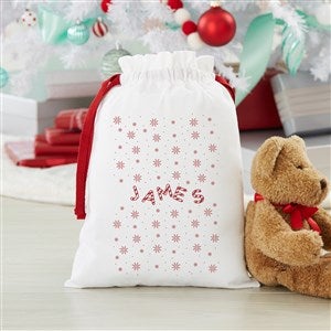 Candy Cane Lane Personalized Canvas Drawstring Santa Sack - Small