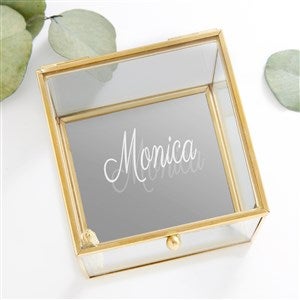 Classic Celebrations Personalized Glass Jewelry Box - Gold