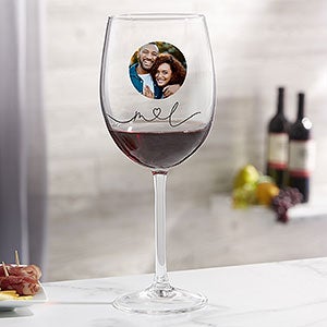 Drawn Together By Love Personalized 19oz Photo Red Wine Glass
