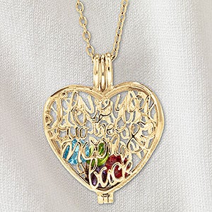 I Love You To The Moon & Back Personalized Birthstone Locket - Gold