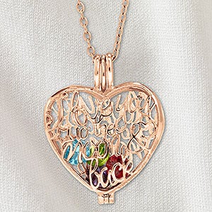 I Love You To The Moon & Back Personalized Birthstone Locket - Rose Gold