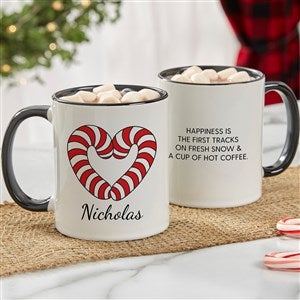 Precious Moments Candy Cane Heart Personalized Black Mug 11oz
