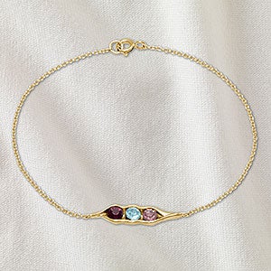 Peas In A Pod Personalized Gold Birthstone Bracelet - 3 Stones