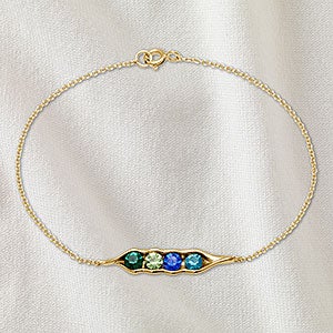 Peas In A Pod Personalized Gold Birthstone Bracelet - 4 Stones