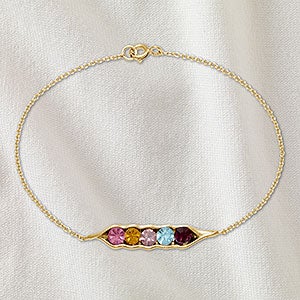 Peas In A Pod Personalized Gold Birthstone Bracelet - 5 Stones