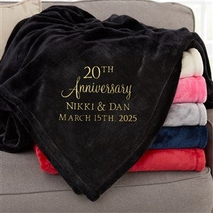 Anniversary Text Personalized 50x60 Black Fleece Throw