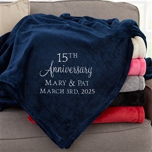 Anniversary Text Personalized 50x60 Navy Fleece Throw