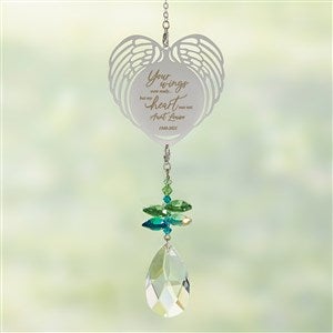 Your Wings Personalized Memorial Blue-Green Heart Suncatcher