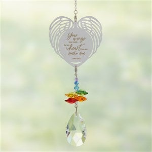 Your Wings Personalized Memorial Rainbow Heart Suncatcher