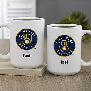 MLB Milwaukee Brewers Personalized Coffee Mug 15 oz. - White