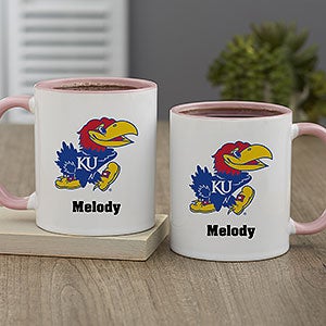 NCAA Kansas Jayhawks Personalized Coffee Mug 11oz Pink