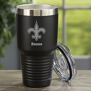 NFL New Orleans Saints Personalized 30 oz Black Stainless Steel Tumbler