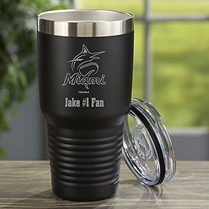 MLB Miami Marlins Personalized 30 oz. Black Stainless Steel Tumbler