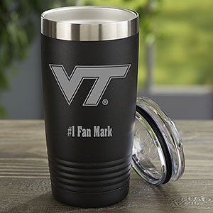 NCAA Virginia Tech Hokies Personalized 20 oz. Black Stainless Steel Tumbler
