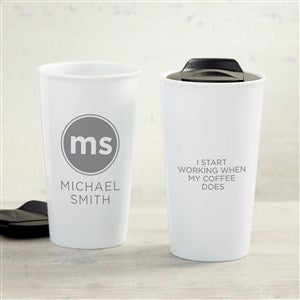 Modern Initials Personalized Double-Wall Ceramic Travel Mug