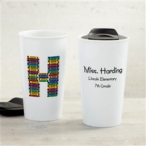 Crayon Letter Personalized Double-Walled Ceramic Travel Mug
