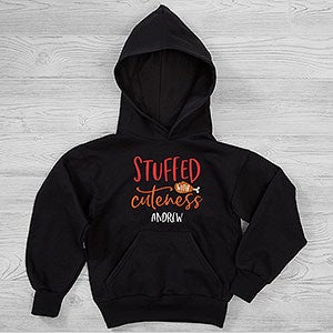 Stuffed With Cuteness Personalized Thanksgiving Hanes Kids Hooded Sweatshirt