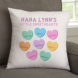 Grandma's Sweethearts Personalized 14x14 Velvet Throw Pillow